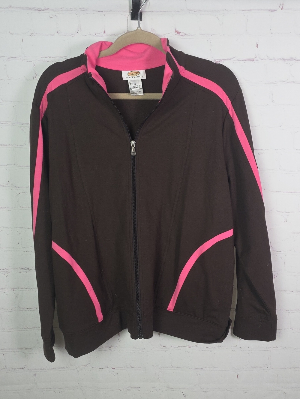 Talbots Brown Jacket with Hot Pink Trim 2X